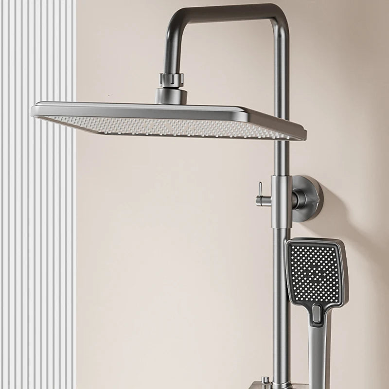 Système de douche à effet de pluie revitalisant à commande tactile avec panneau numérique et étagère pour l'énergie précoce dans les salles de bains modernes -