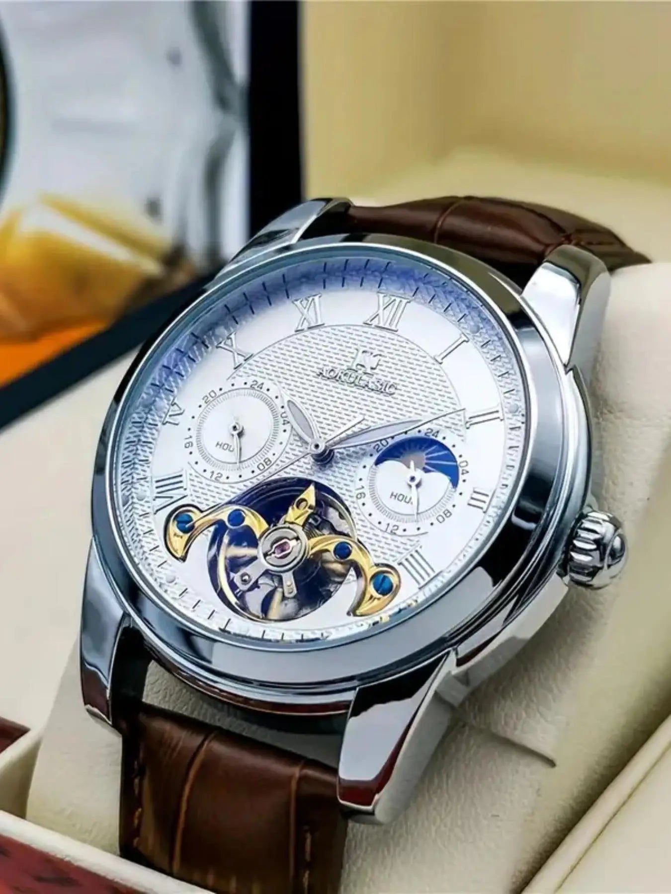 Montre mécanique de luxe pour hommes, montre haut de gamme pour hommes, montre mécanique entièrement automatique avec tourbillon, design squelette, montre-bracelet tendance polyvalente et élégante pour jeunes, cadeau pre