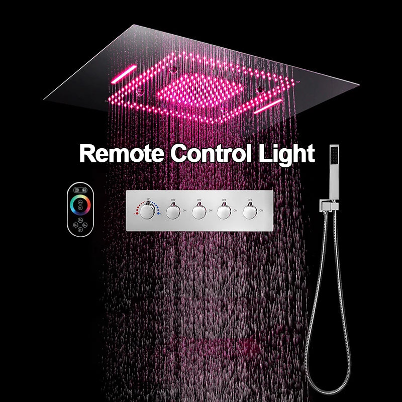 M Boenn polie 23 × 31 pouces pomme de douche intelligente pluie mitigeur thermostatique dissimulé grand système de douche LED ensemble de robinets de salle de bains