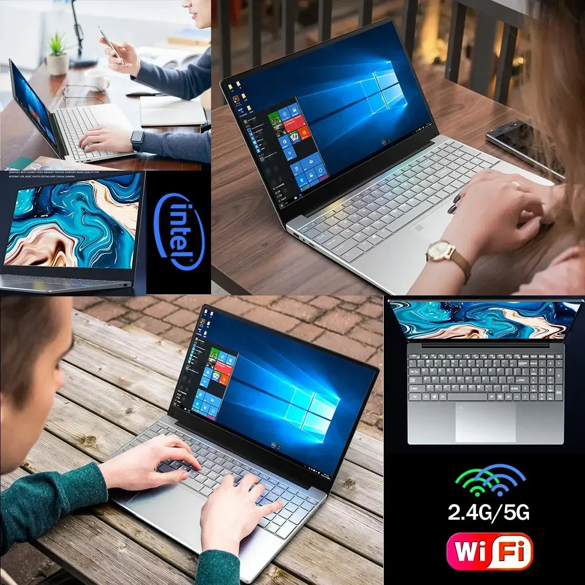 Ordinateur portable Windows 11 Ultra mince 14.1 "12GB RAM 512GB 1 to SSD Intel A3950 ordinateur portable Gamer 1920*1080 ordinateur d'étude de bureau PC