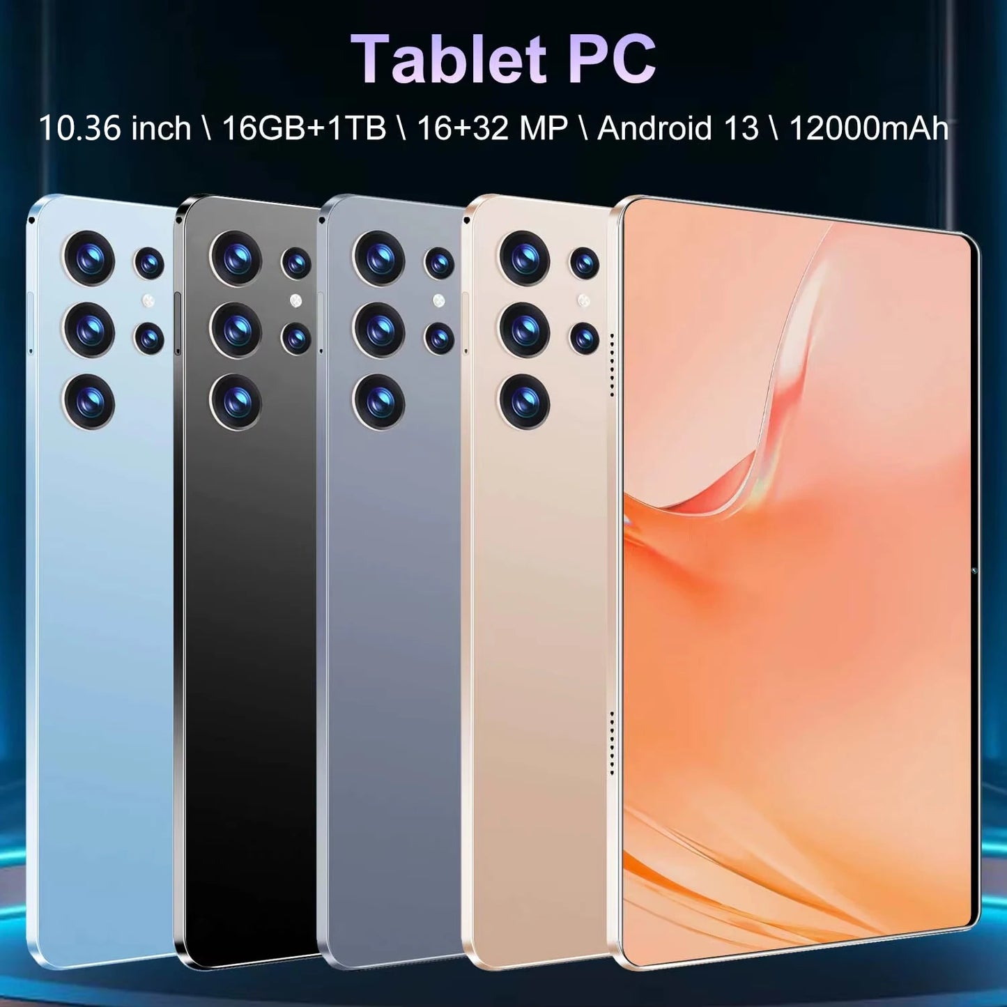 Nouvelle tablette Android 2025 5G, 10.36 pouces, 16 Go de RAM, 1 To, Dean, batterie 13.0 mAh, 16MP, 32MP, 10 cœurs, réseau SIM, touristes, Bluetooth, 12000