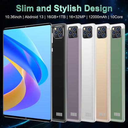 2025 5G tablette Android 13.0 tout neuf 10.36 pouces 16GB RAM 1TB ROM tablette 16MP 32MP 12000mAh 10 cœurs WIFI Bluetooth réseau tablette