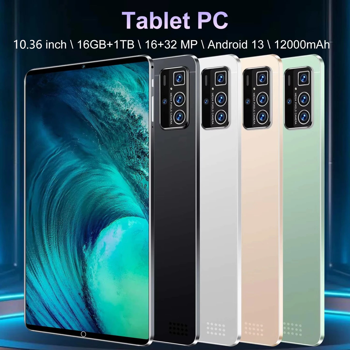 Nouvelle tablette Android 2025 5G, 10.36 pouces, 16 Go de RAM, 1 To, Dean, batterie 13.0 mAh, 16MP, 32MP, 10 cœurs, réseau SIM, touristes, Bluetooth, 12000