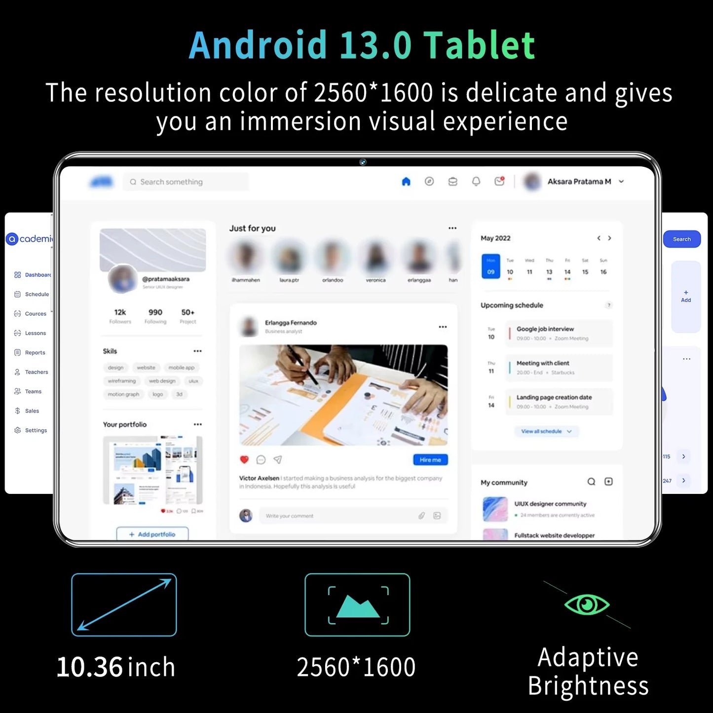 Tablette PC Android 2025, réseau MTK6797, 10.36 pouces, 5G, 16 Go de RAM, 1 To, Dean, 12000mAh, WiFi, 10 cœurs, Bluetooth, nouveau, 13.0