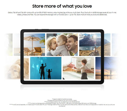 Samsung Galaxy Tab A9 WIFI Tablette 4 Go 64 Go MediaTek Octa Core Processeur 8.7 "WXGA + TFT Affichage 5100mAh Capacité de la batterie SM-X110