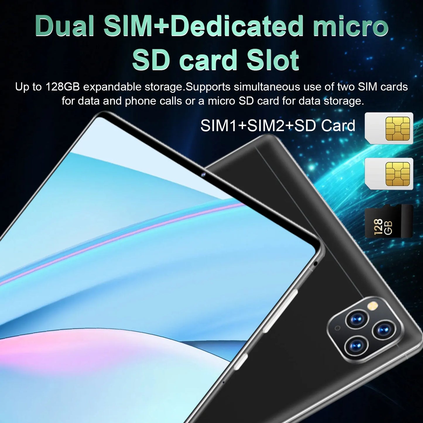 2025 5G tablette Android 13.0 tout neuf 10.36 pouces 16GB RAM 1TB ROM tablette 16MP 32MP 12000mAh 10 cœurs WIFI Bluetooth réseau tablette