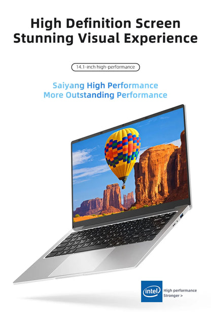 Ordinateur portable Windows 11 Ultra mince 14.1 "12GB RAM 512GB 1 to SSD Intel A3950 ordinateur portable Gamer 1920*1080 ordinateur d'étude de bureau PC