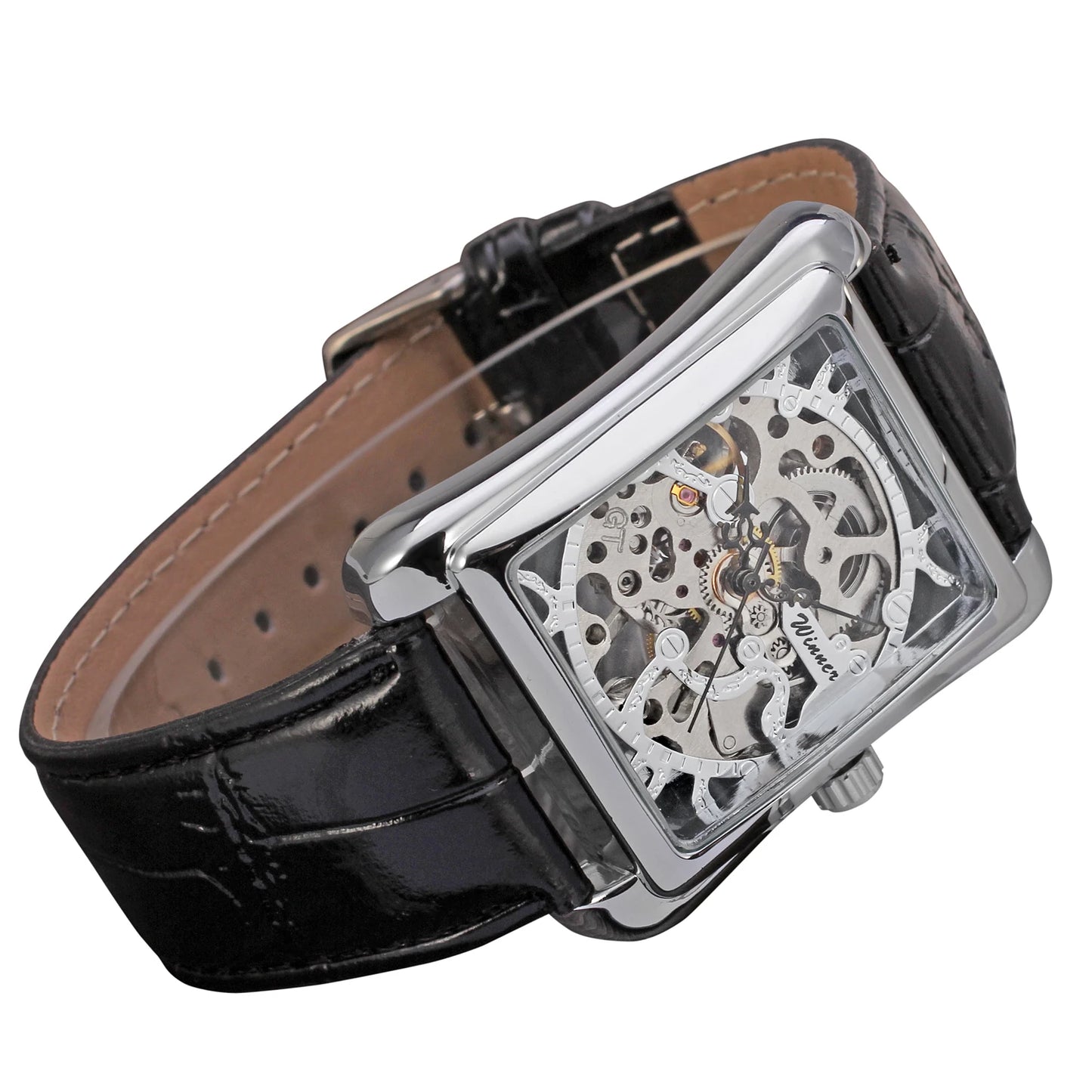 T-WINNER montre rectangulaire mécanique montre hommes montre or ceinture montre-bracelet main creuse montre mécanique