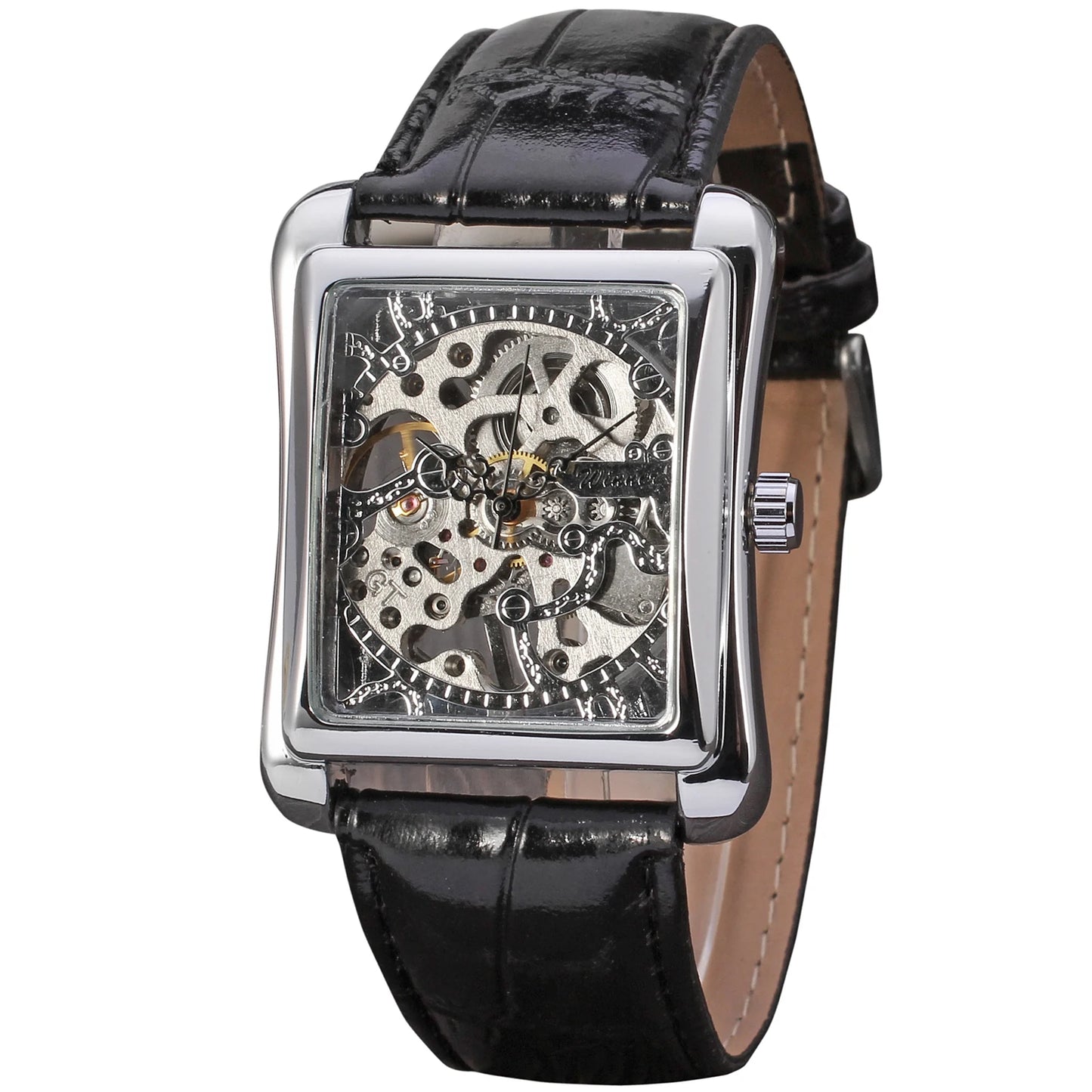 T-WINNER montre rectangulaire mécanique montre hommes montre or ceinture montre-bracelet main creuse montre mécanique