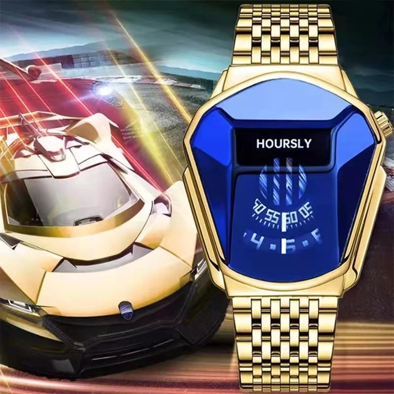 Luxe HOURSLY marque tendance Cool montre-bracelet pour hommes technologie en acier inoxydable mode montre à Quartz pour hommes Relogio Masculino 2023