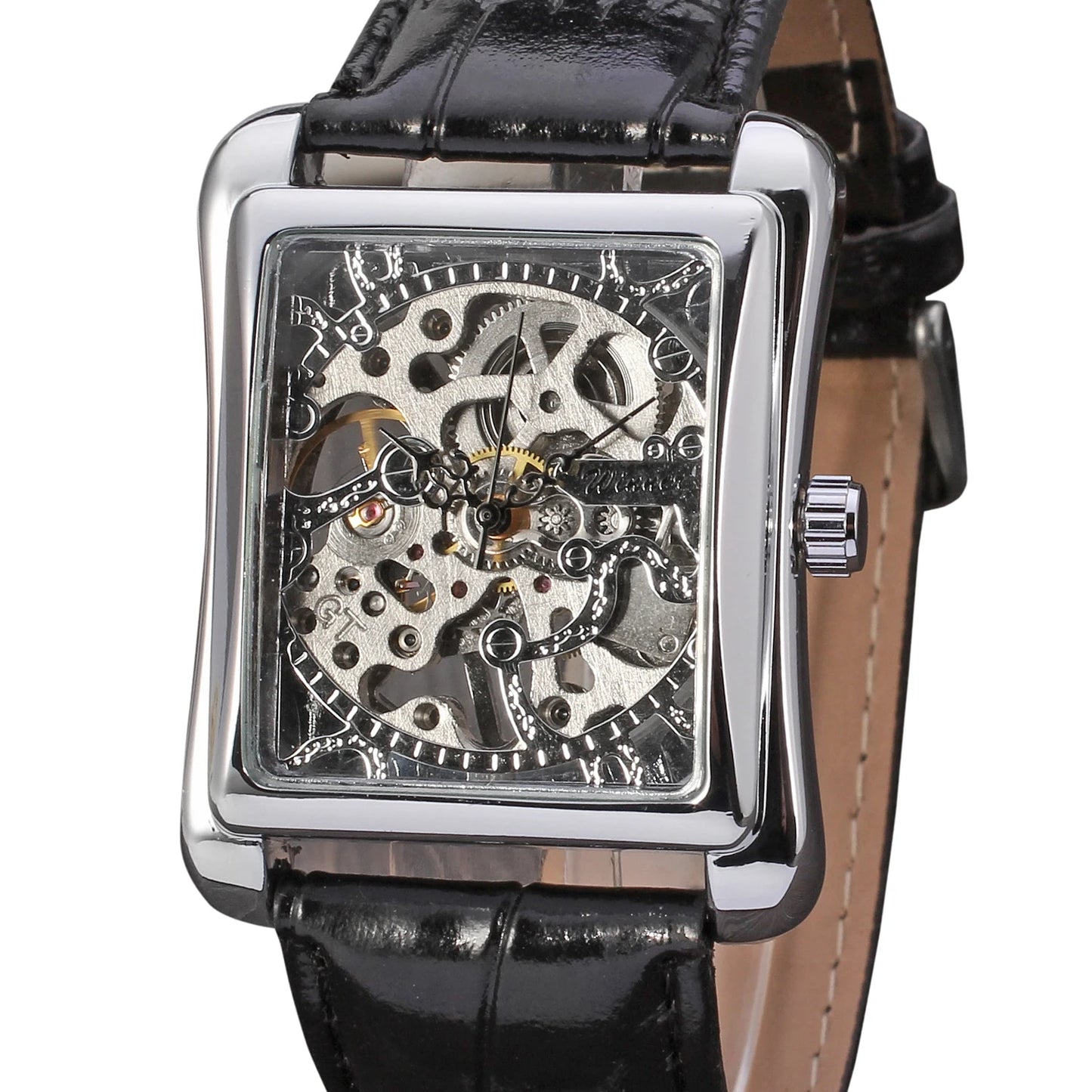 T-WINNER montre rectangulaire mécanique montre hommes montre or ceinture montre-bracelet main creuse montre mécanique