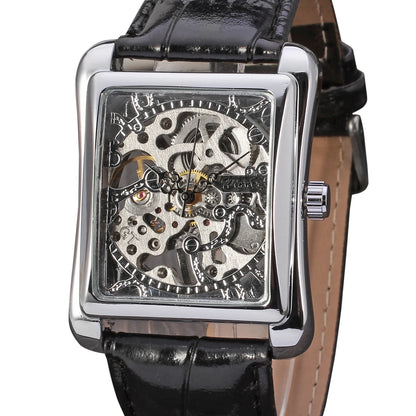 T-WINNER montre rectangulaire mécanique montre hommes montre or ceinture montre-bracelet main creuse montre mécanique