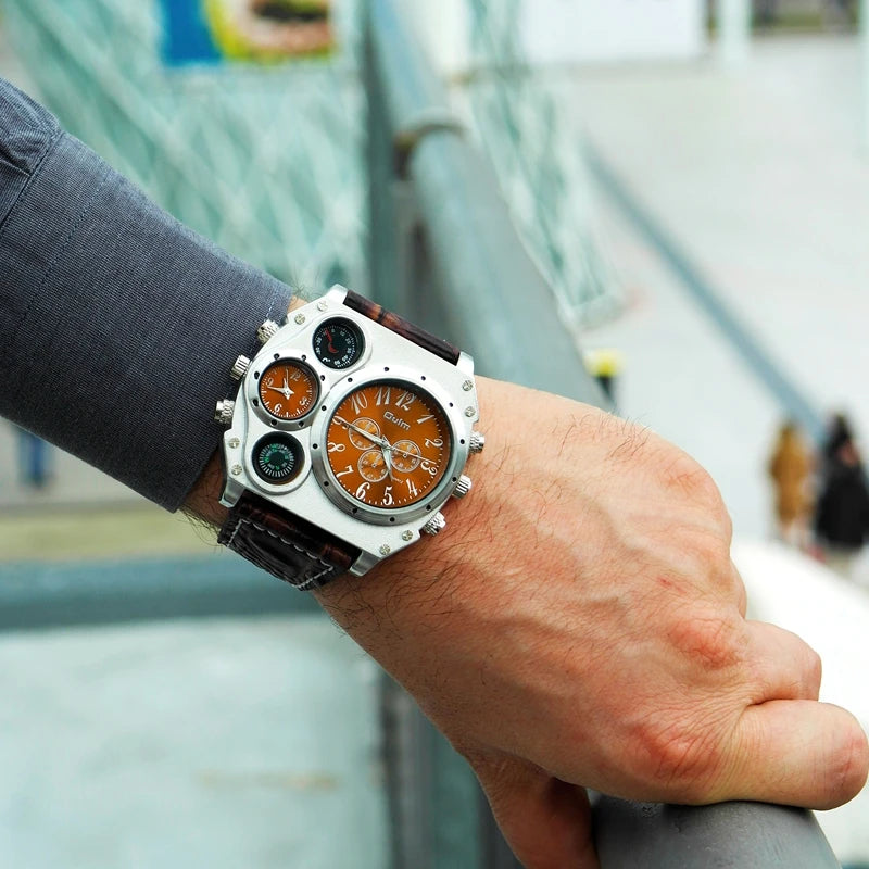 Montres de sport de luxe pour hommes, montre-bracelet militaire décontractée, grand cadran, boussole décorative, horloge à quartz, homme cool, unique, marque supérieure
