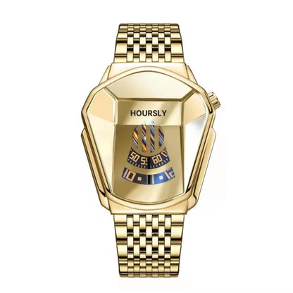 Luxe HOURSLY marque tendance Cool montre-bracelet pour hommes technologie en acier inoxydable mode montre à Quartz pour hommes Relogio Masculino 2023