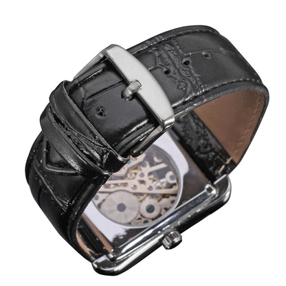 T-WINNER montre rectangulaire mécanique montre hommes montre or ceinture montre-bracelet main creuse montre mécanique