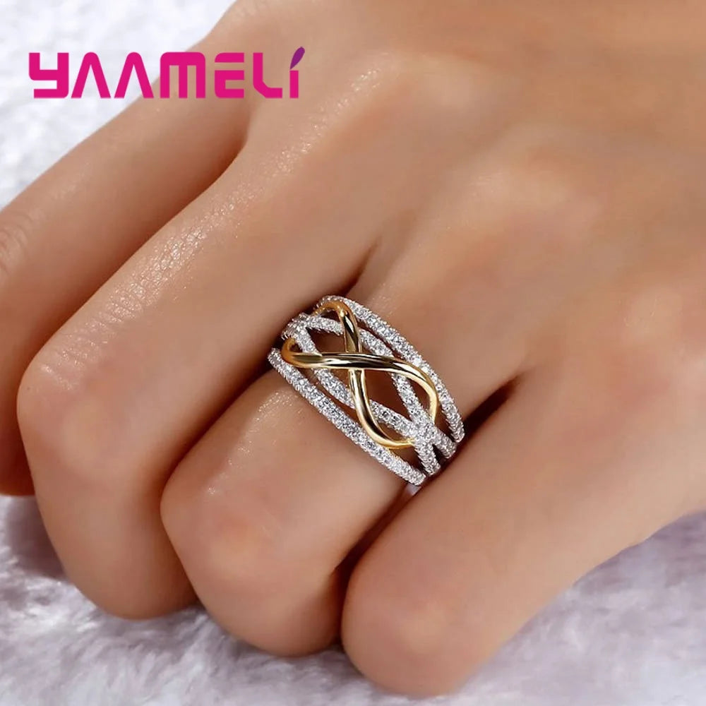 Extron Love Ring for Woman, 925 Sterling Silver Document, Shining Cubic Zwords on Bowvétérans t, Letter 8 Eternity Promise, Girlfriend Jewelry