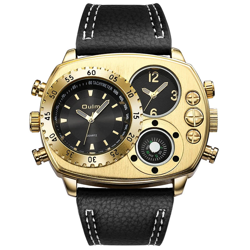 Montres de sport de luxe pour hommes, montre-bracelet militaire décontractée, grand cadran, boussole décorative, horloge à quartz, homme cool, unique, marque supérieure