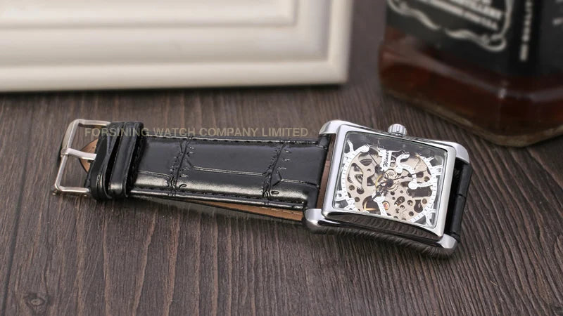 T-WINNER montre rectangulaire mécanique montre hommes montre or ceinture montre-bracelet main creuse montre mécanique