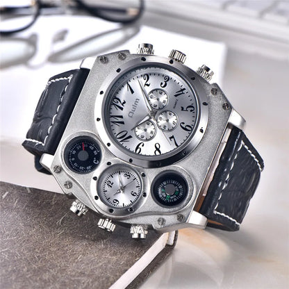 Montres de sport de luxe pour hommes, montre-bracelet militaire décontractée, grand cadran, boussole décorative, horloge à quartz, homme cool, unique, marque supérieure