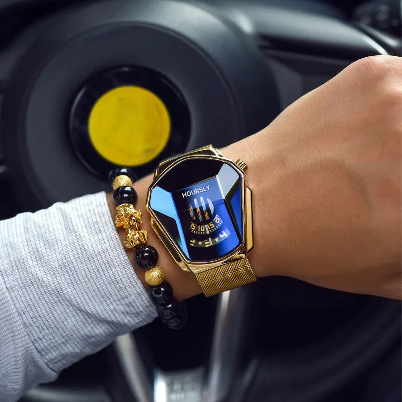 Montre-bracelet de luxe pour hommes, marque tendance, Cool, technologie en acier inoxydable, à Quartz, à la mode, 2024