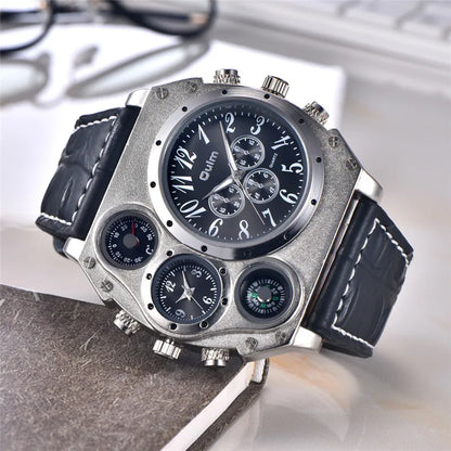 Montres de sport de luxe pour hommes, montre-bracelet militaire décontractée, grand cadran, boussole décorative, horloge à quartz, homme cool, unique, marque supérieure