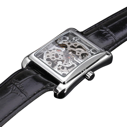 T-WINNER montre rectangulaire mécanique montre hommes montre or ceinture montre-bracelet main creuse montre mécanique