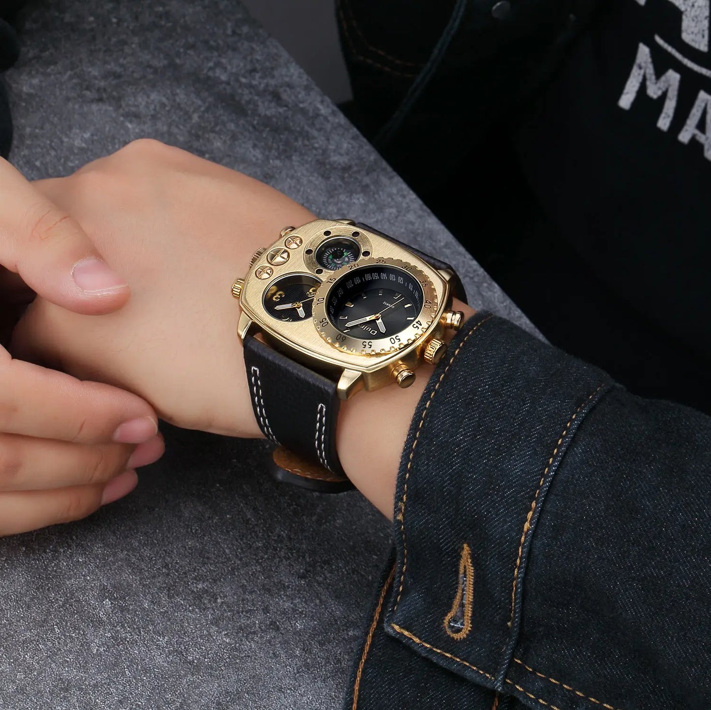 Montres de sport de luxe pour hommes, montre-bracelet militaire décontractée, grand cadran, boussole décorative, horloge à quartz, homme cool, unique, marque supérieure