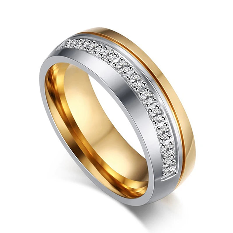 Bague de mariage pour femmes et hommes, couleur or, bijoux de fiançailles d'amour, bague en acier inoxydable pour Couple, cadeau de saint valentin