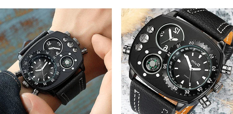 Montres de sport de luxe pour hommes, montre-bracelet militaire décontractée, grand cadran, boussole décorative, horloge à quartz, homme cool, unique, marque supérieure