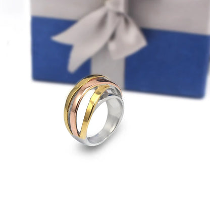 Bague Lignes Géométriques pour Femme, Bijoux en Acier à la Mode en Argent, Or Rose, Trois Options de Documents Disponibles, TAN6 7 8 9