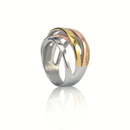 Bague Lignes Géométriques pour Femme, Bijoux en Acier à la Mode en Argent, Or Rose, Trois Options de Documents Disponibles, TAN6 7 8 9