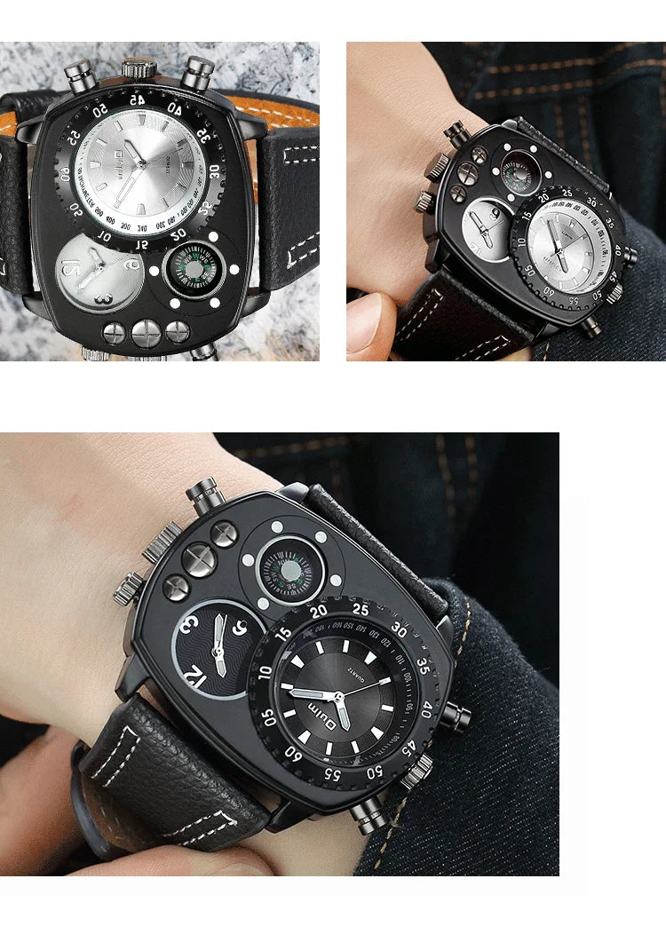 Montres de sport de luxe pour hommes, montre-bracelet militaire décontractée, grand cadran, boussole décorative, horloge à quartz, homme cool, unique, marque supérieure