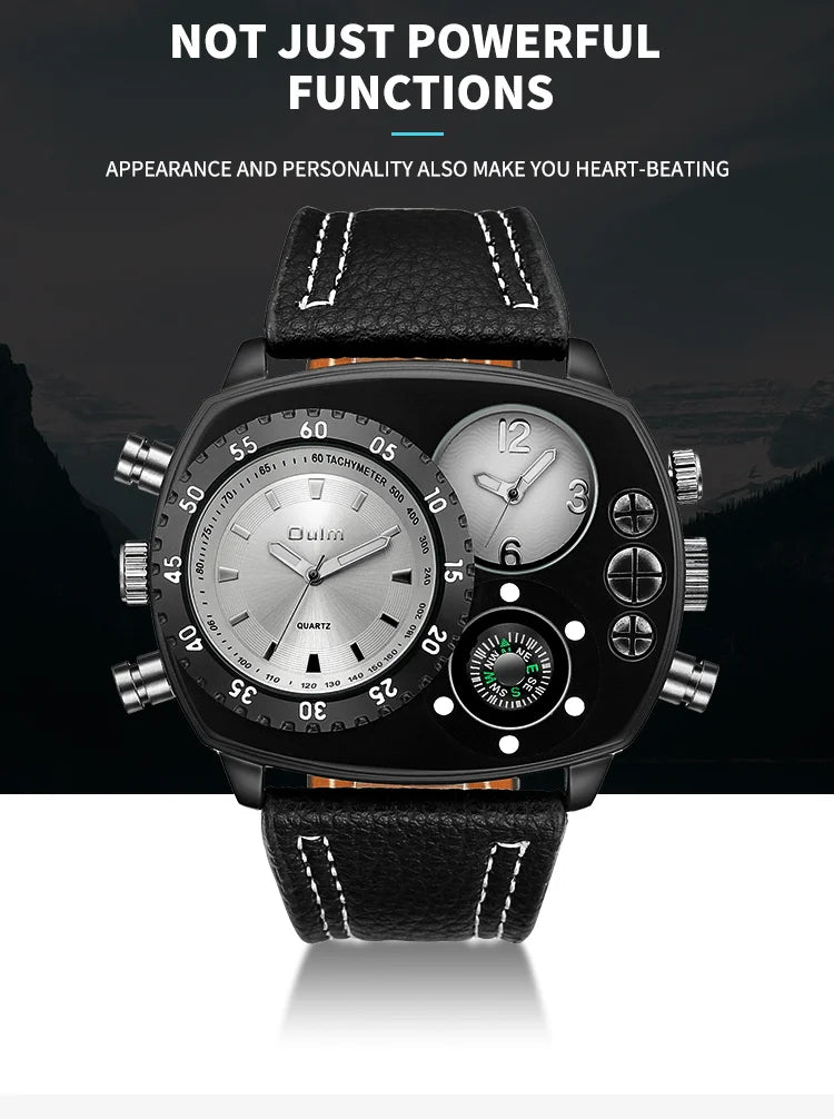 Montres de sport de luxe pour hommes, montre-bracelet militaire décontractée, grand cadran, boussole décorative, horloge à quartz, homme cool, unique, marque supérieure