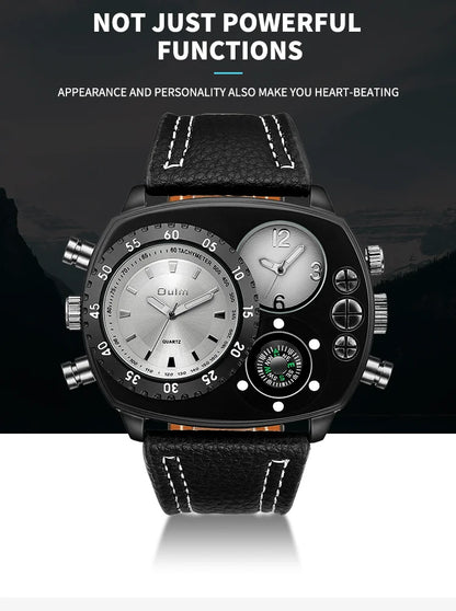 Montres de sport de luxe pour hommes, montre-bracelet militaire décontractée, grand cadran, boussole décorative, horloge à quartz, homme cool, unique, marque supérieure