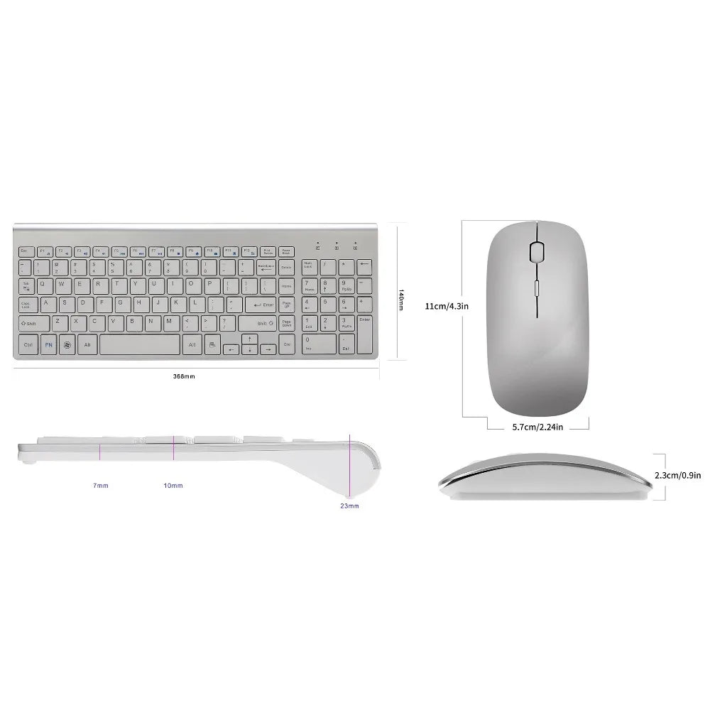Clavier et souris sans fil ultra-mince Chlor102 prédire, à faible bruit, pour Mac Pc P1 XP/7/10 TV Box