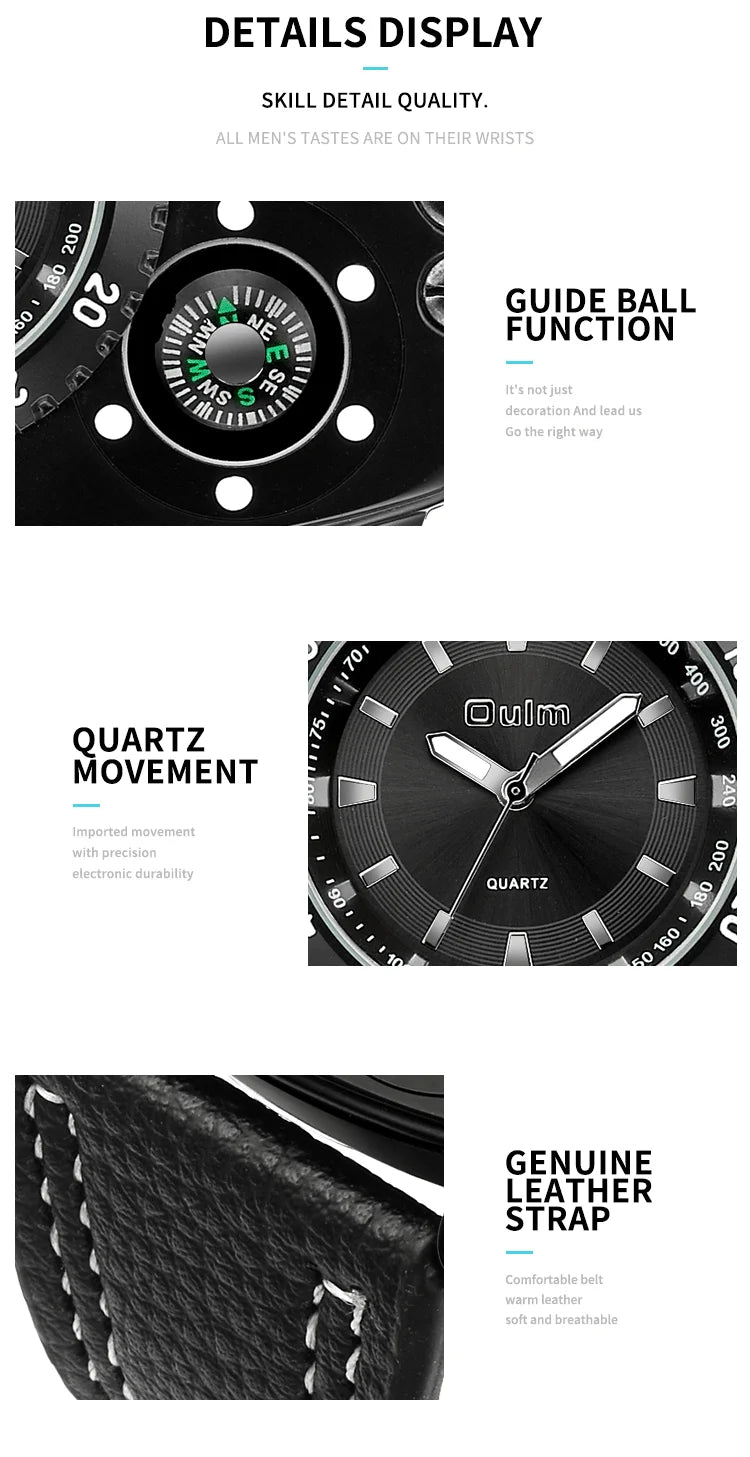Montres de sport de luxe pour hommes, montre-bracelet militaire décontractée, grand cadran, boussole décorative, horloge à quartz, homme cool, unique, marque supérieure