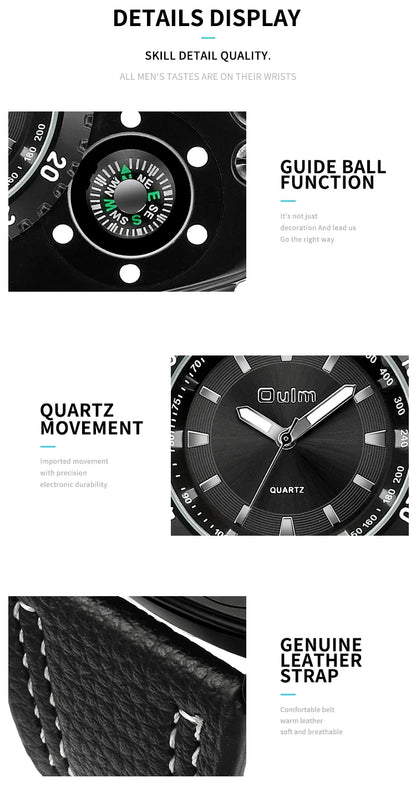 Montres de sport de luxe pour hommes, montre-bracelet militaire décontractée, grand cadran, boussole décorative, horloge à quartz, homme cool, unique, marque supérieure