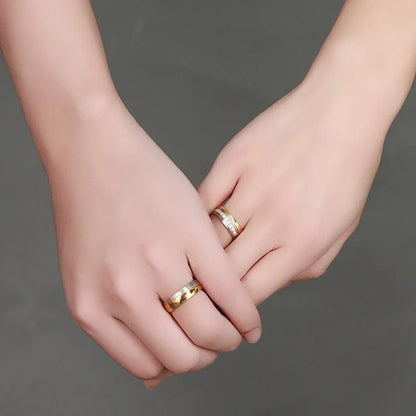Bague de mariage pour femmes et hommes, couleur or, bijoux de fiançailles d'amour, bague en acier inoxydable pour Couple, cadeau de saint valentin
