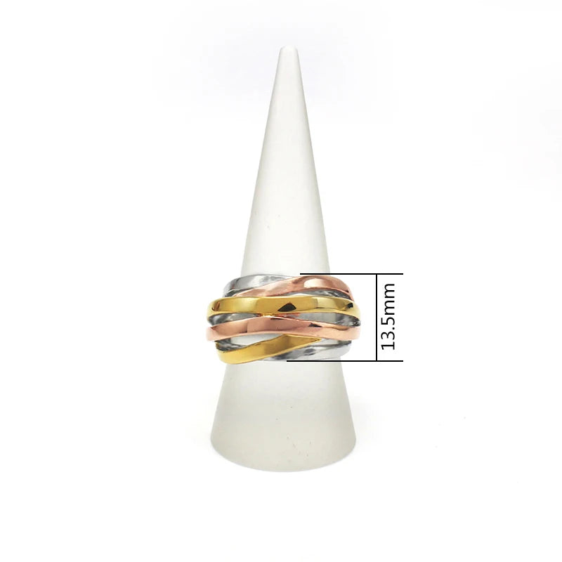 Bague Lignes Géométriques pour Femme, Bijoux en Acier à la Mode en Argent, Or Rose, Trois Options de Documents Disponibles, TAN6 7 8 9