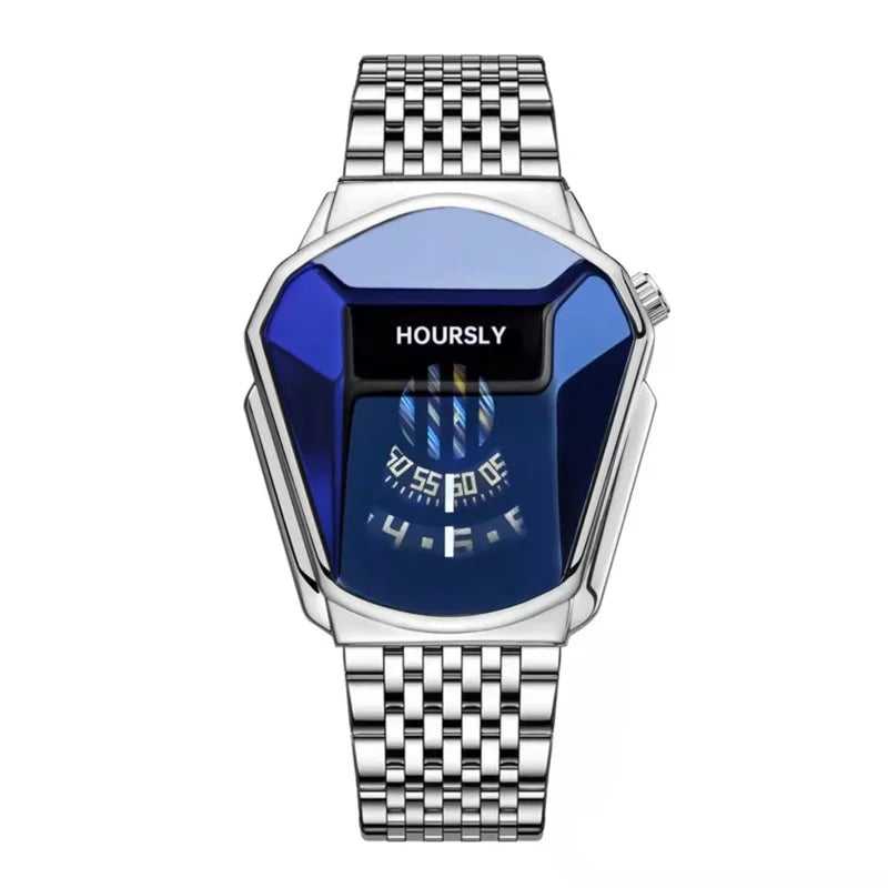 Luxe HOURSLY marque tendance Cool montre-bracelet pour hommes technologie en acier inoxydable mode montre à Quartz pour hommes Relogio Masculino 2023