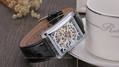 T-WINNER montre rectangulaire mécanique montre hommes montre or ceinture montre-bracelet main creuse montre mécanique