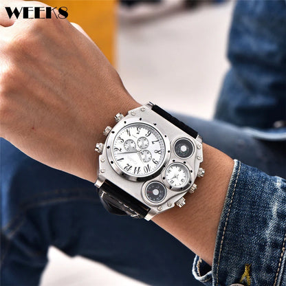 Montres de sport de luxe pour hommes, montre-bracelet militaire décontractée, grand cadran, boussole décorative, horloge à quartz, homme cool, unique, marque supérieure