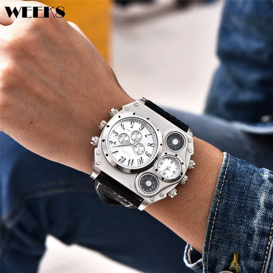 Montres de sport de luxe pour hommes, montre-bracelet militaire décontractée, grand cadran, boussole décorative, horloge à quartz, homme cool, unique, marque supérieure