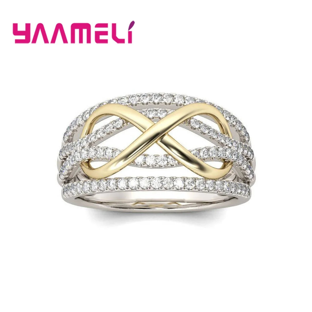 Extron Love Ring for Woman, 925 Sterling Silver Document, Shining Cubic Zwords on Bowvétérans t, Letter 8 Eternity Promise, Girlfriend Jewelry