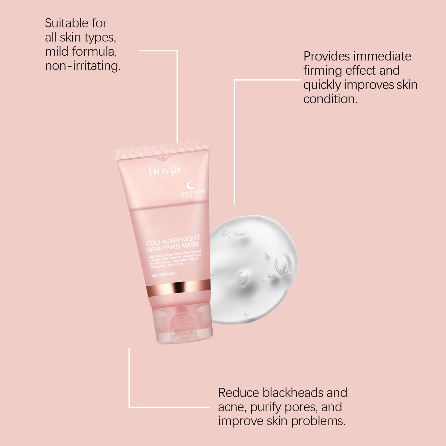 Ensemble de masques faciaux à décoller au collagène, masque d'emballage de nuit au collagène coréen, hydrate en profondeur, crème de soin nocturne