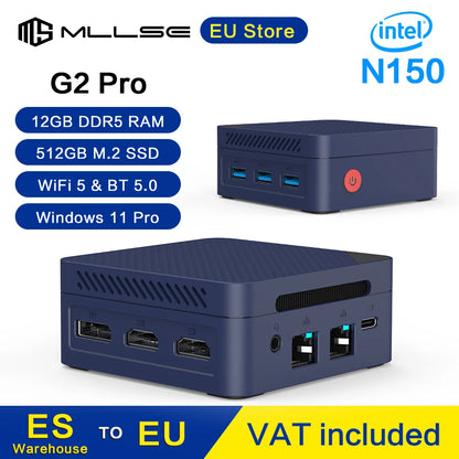MLLSE G2 Pro Mini PC, processeur Intel Twin Lake N150, LPDDR5, 12 Go de RAM, 512 Go de SSD, Wi-Fi 5, BT5.0, Windows 11