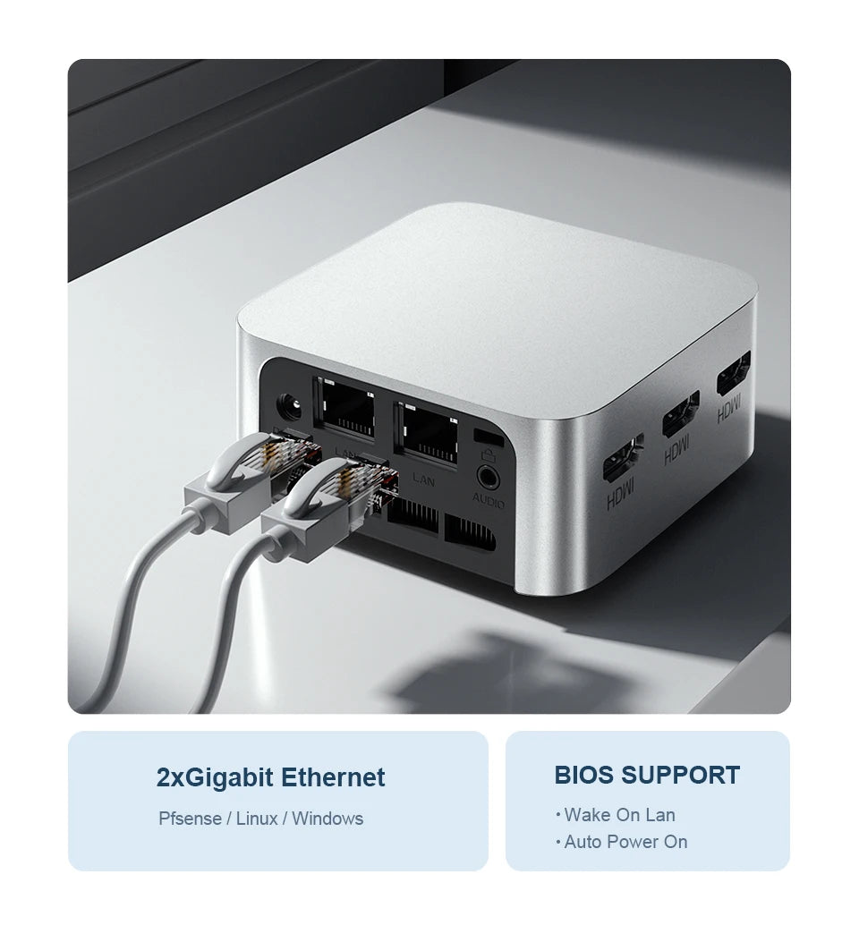 Chatreey T8 Mini PC Intel Celeron Quad Core N200/N100/N150 ordinateur de poche 3xHD 2.0 2xGigabit Ethernet Windows 11 Wifi5