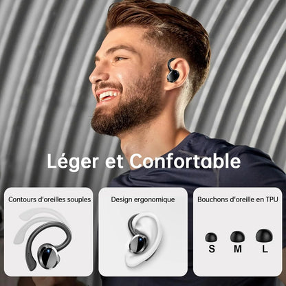 Écouteurs sans fil, écouteurs Bluetooth 5.3, basses stéréo, micro intra-auriculaires antibruit, écouteurs IP7 étanches pour sport, lecture 40H.