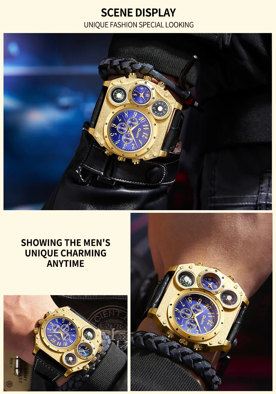 Montres de sport de luxe pour hommes, montre-bracelet militaire décontractée, grand cadran, boussole décorative, horloge à quartz, homme cool, unique, marque supérieure