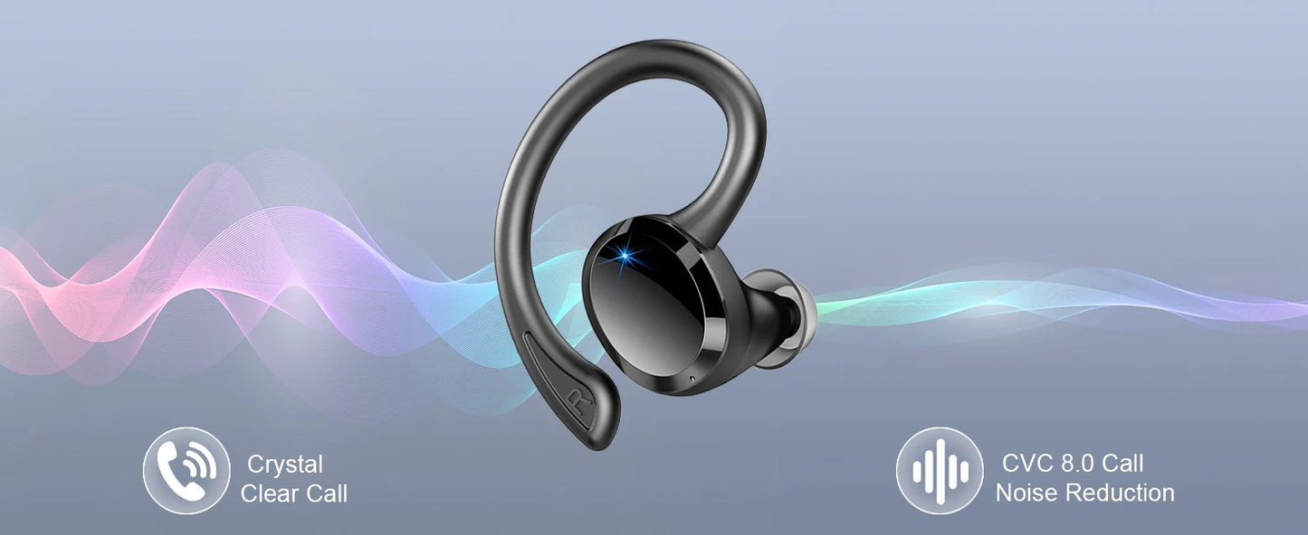 Écouteurs sans fil, écouteurs Bluetooth 5.3, basses stéréo, micro intra-auriculaires antibruit, écouteurs IP7 étanches pour sport, lecture 40H.